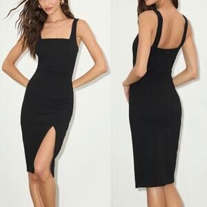 Lulus Baby You’re the One Black Midi Dress NWT Size S